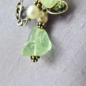Earrings w/ green stone and pearl